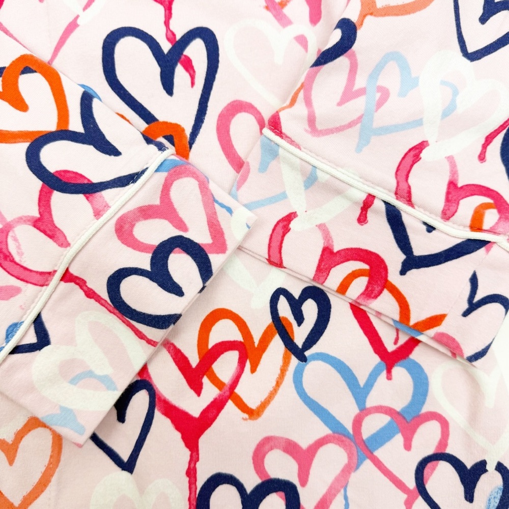 BedHead Pajamas Hearts Organic Cotton Two (2) Piece Pajama PJ Set Pink - Picture 8 of 16